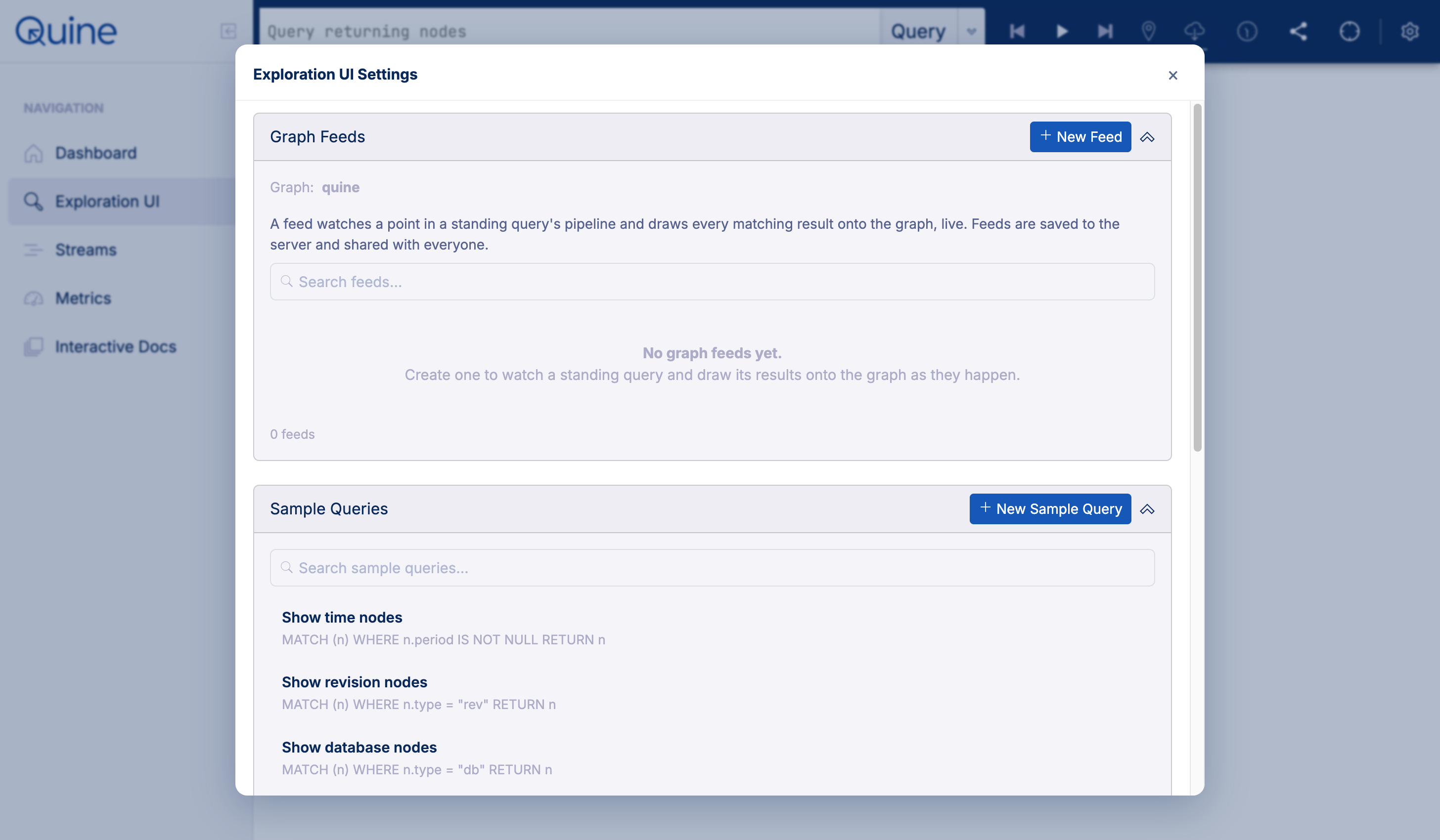 Exploration UI Settings
