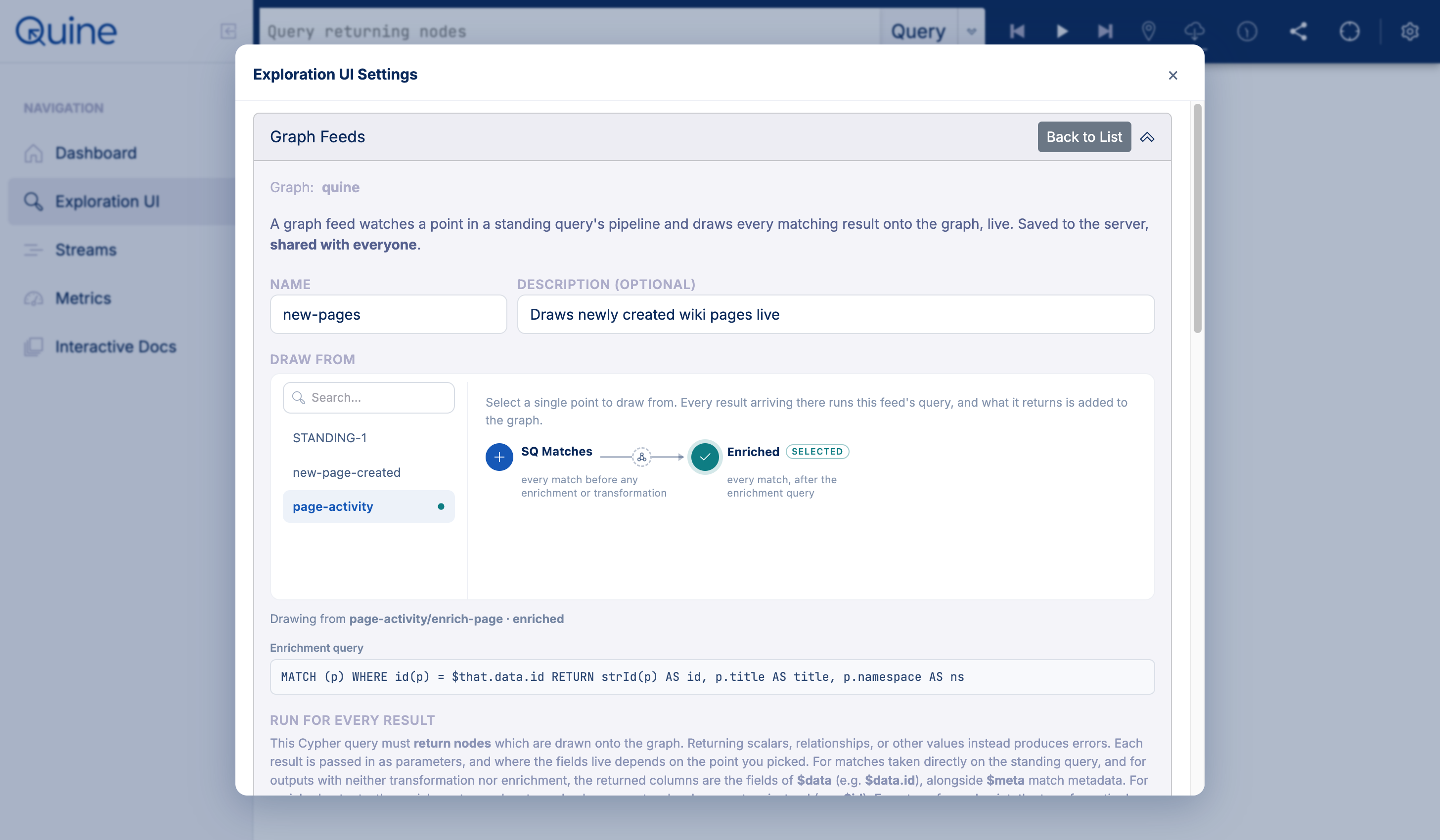 Creating a graph feed